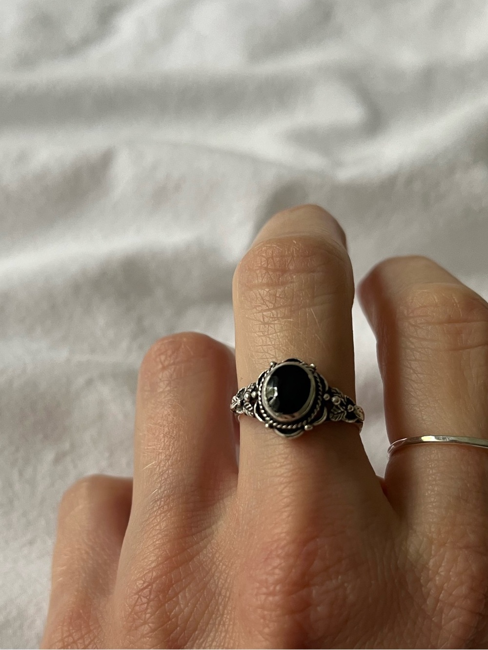 Black onyx sterling silver ring 7